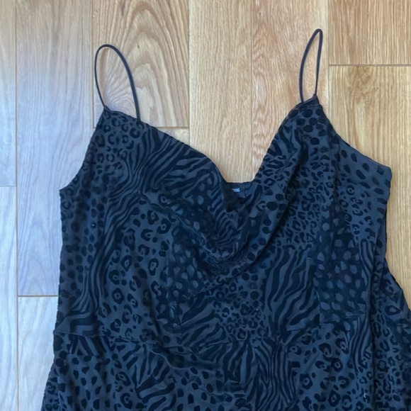 Plus PrettyLittleThing slinky black burn out dress 16 - Picture 2 of 5